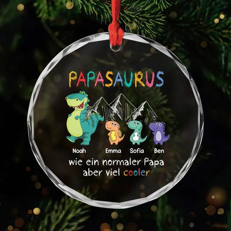 Papasaurus Mamasaurus - Personalisierte Geschenke Familie | Glas Ornamente Mama Papa